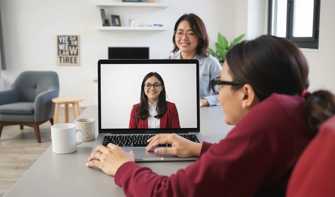 Person on laptop having online consultation